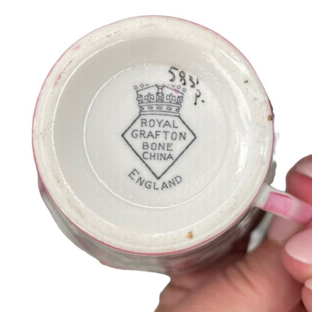 Antique Royal Grafton Ashley Pink Bone China Teacup & Saucer Set 1940s - Picture 5 of 10
